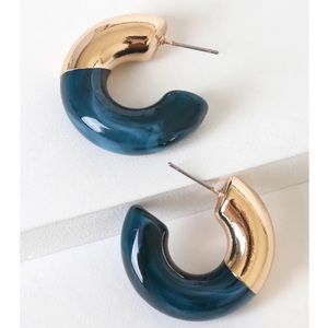 Lulu's Gold and Teal Hoop Earrings